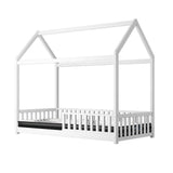 Oikiture Kids Bed Frame With Single Mattress House Frame White