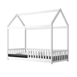 Oikiture Kids Bed Frame With Single Mattress House Frame White