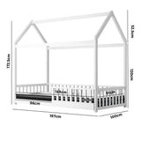 Oikiture Kids Bed Frame With Single Mattress House Frame White