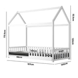 Oikiture Kids Bed Frame With Single Mattress House Frame White