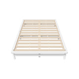 Oikiture Double Wooden Bed Frame Solid Pine Timber White