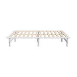 Oikiture Double Wooden Bed Frame Solid Pine Timber White