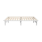 Oikiture Double Wooden Bed Frame Solid Pine Timber White, image 2