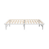 Oikiture Double Wooden Bed Frame Solid Pine Timber White - Front View