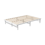 Oikiture Double Wooden Bed Frame Solid Pine Timber White, image 4