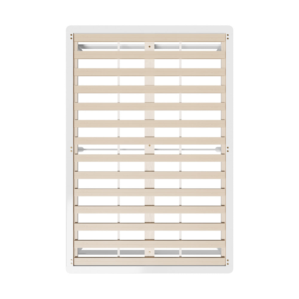Oikiture Double Wooden Bed Frame Solid Pine Timber White