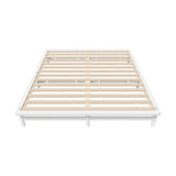 Oikiture Wooden Bed Frame King Size Solid Pine Wood White