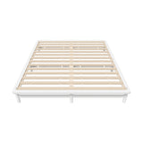 Oikiture Wooden Bed Frame King Size Solid Pine Wood White - Rear View
