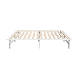 Oikiture Wooden Bed Frame King Size Solid Pine Wood White - Front View