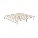 Oikiture Wooden Bed Frame King Size Solid Pine Wood White - 45-Degree Angle