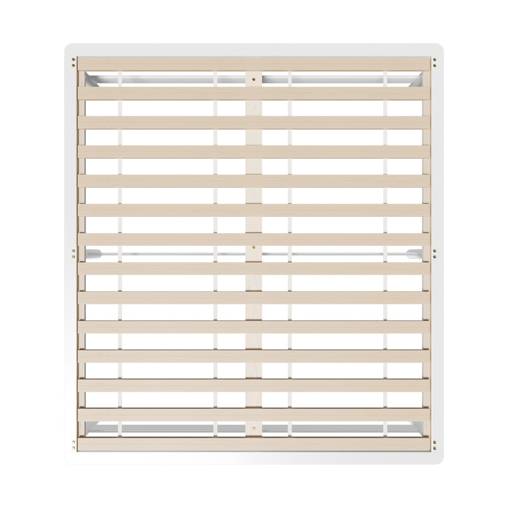 Oikiture Wooden Bed Frame King Size Solid Pine Wood White