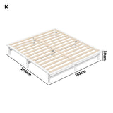 Oikiture Wooden Bed Frame King Size Solid Pine Wood White - Close-Up Angle