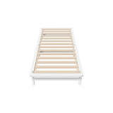 Oikiture Wooden Bed Frame Pine Timber King Single Size White - Top-Down View