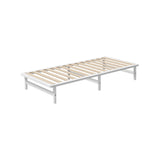 Oikiture Wooden Bed Frame Pine Timber King Single Size White - Side View