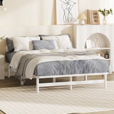 Oikiture Wooden Bed Frame Queen Size Solid Pine Timber White