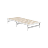 Oikiture Wooden Bed Frame Single Size Solid Pine Timber White