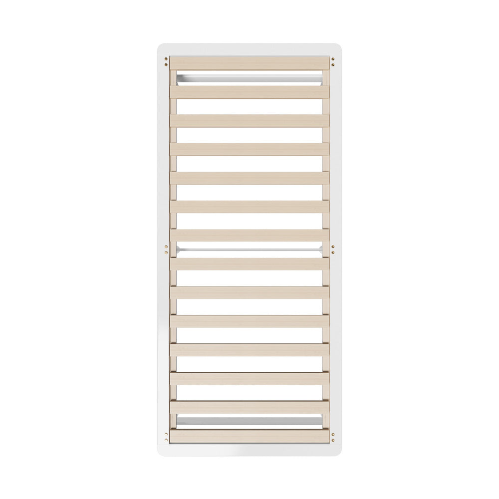 Oikiture Wooden Bed Frame Single Size Solid Pine Timber White