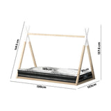 Oikiture Kids Bed Frame With Single Mattress Set Teepee House Style