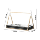 Oikiture Kids Bed Frame With Single Mattress Set Teepee House Style - Top-Down View