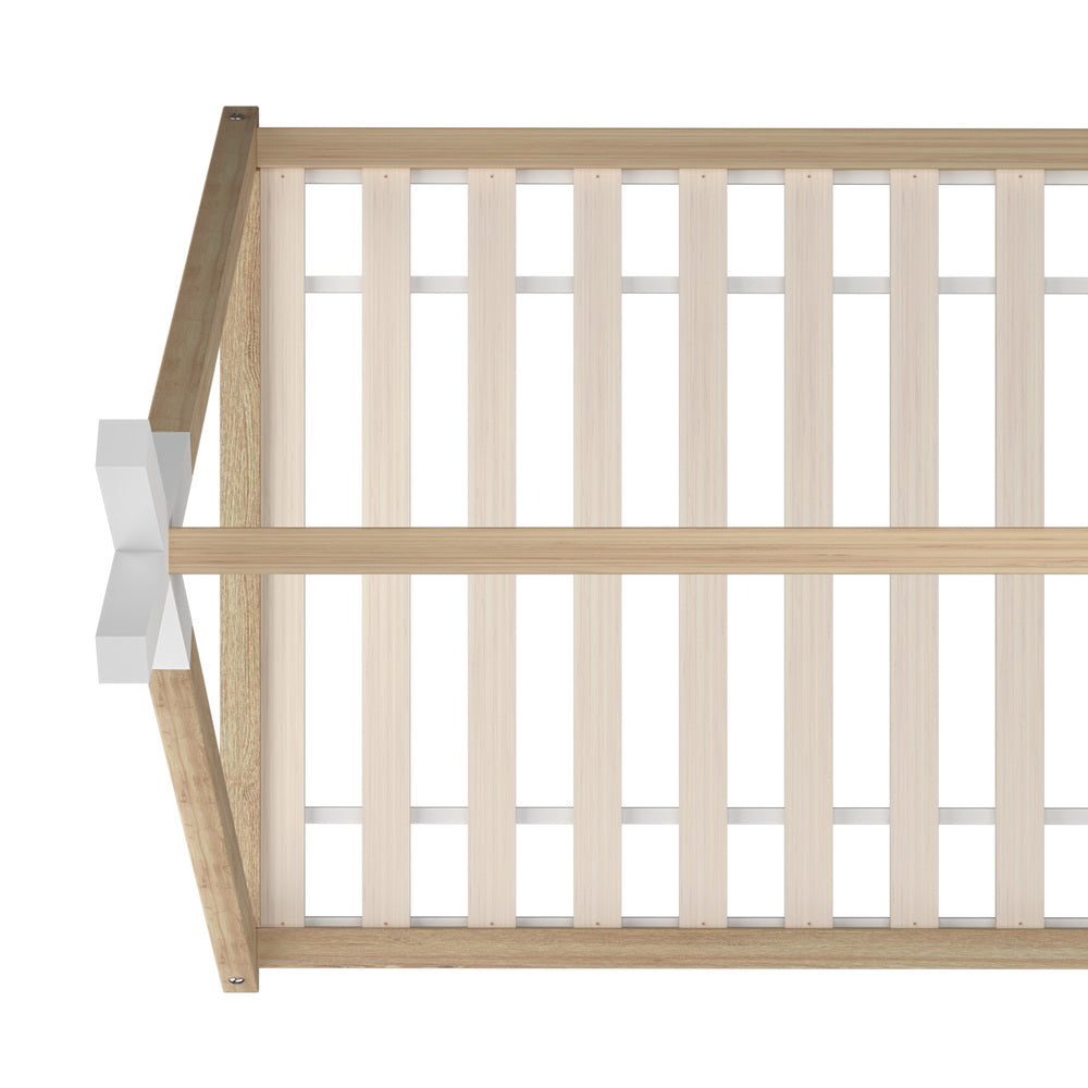 Oikiture Kids Bed Frame With Single Mattress Set Teepee House Style