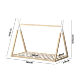Oikiture Wooden Bed Frame Single Teepee House Style - Top-Down View