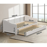 Oikiture Trundle Bed Frame Daybed Single Size Wooden
