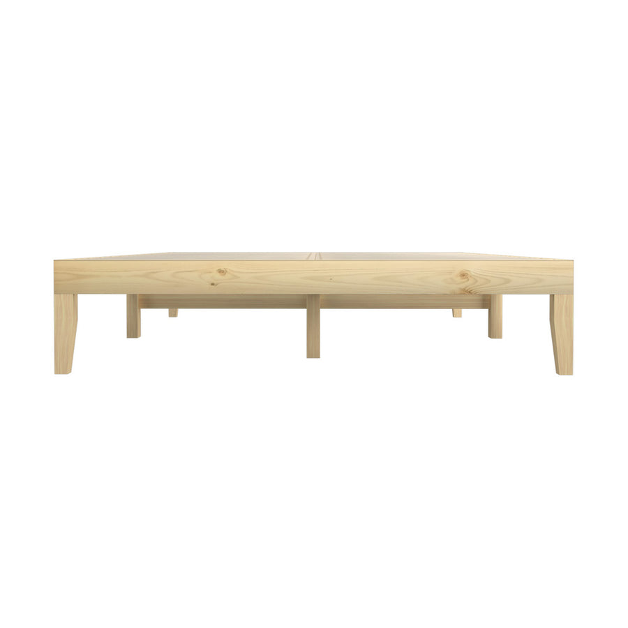 Oikiture Bed Frame Double Size Pine Wood Bed Base