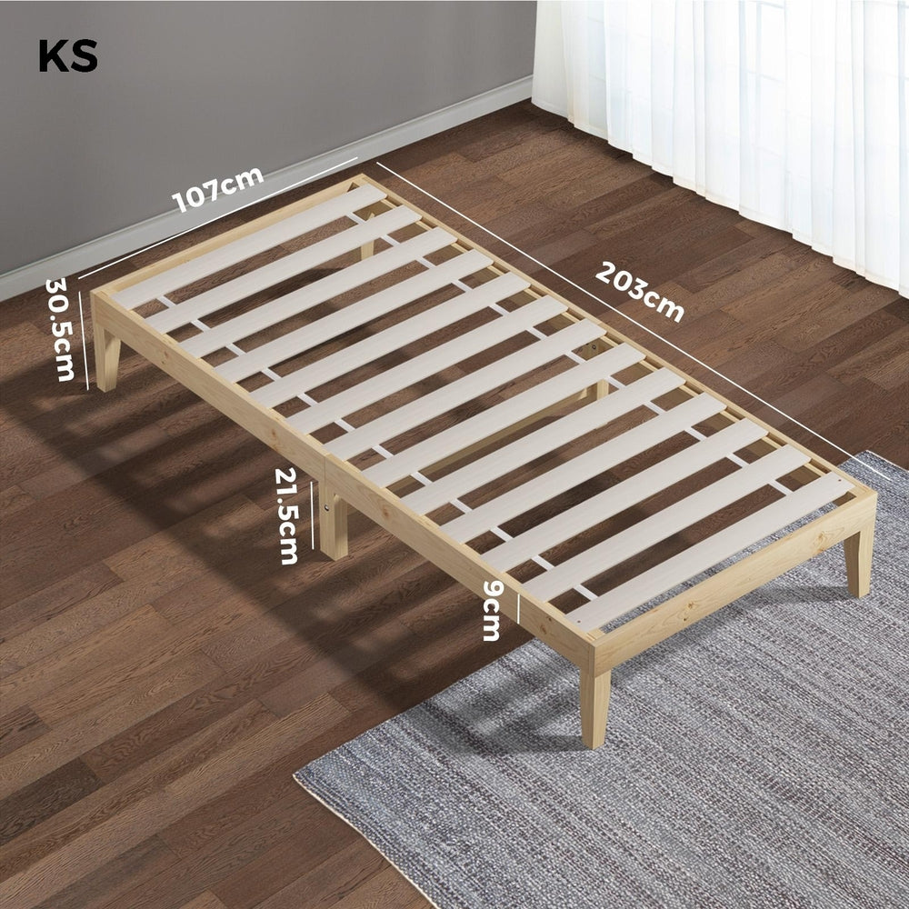 Oikiture Bed Frame King Single Pine Wood Bed Base