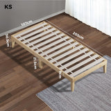 Oikiture Bed Frame King Single Pine Wood Bed Base - Low Angle