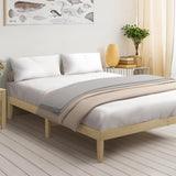 Oikiture Bed Frame Queen Size Pine Wood Bed Base - 45-Degree Angle