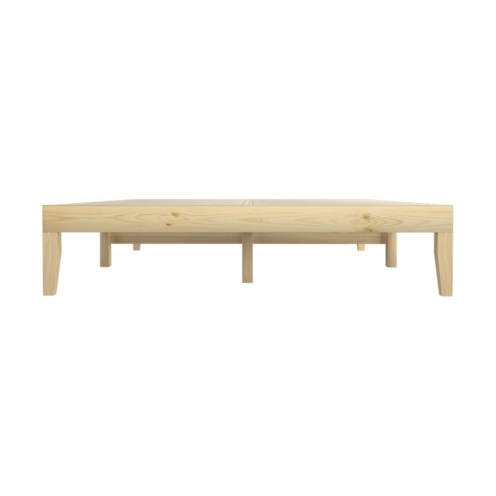 Oikiture Bed Frame Queen Size Pine Wood Bed Base