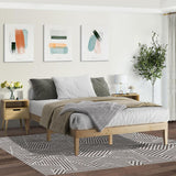 Oikiture Bed Frame Queen Size Pine Wood Bed Base - Low Angle