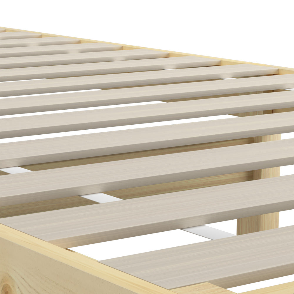 Oikiture Bed Frame Single Size Pine Wood Bed Base