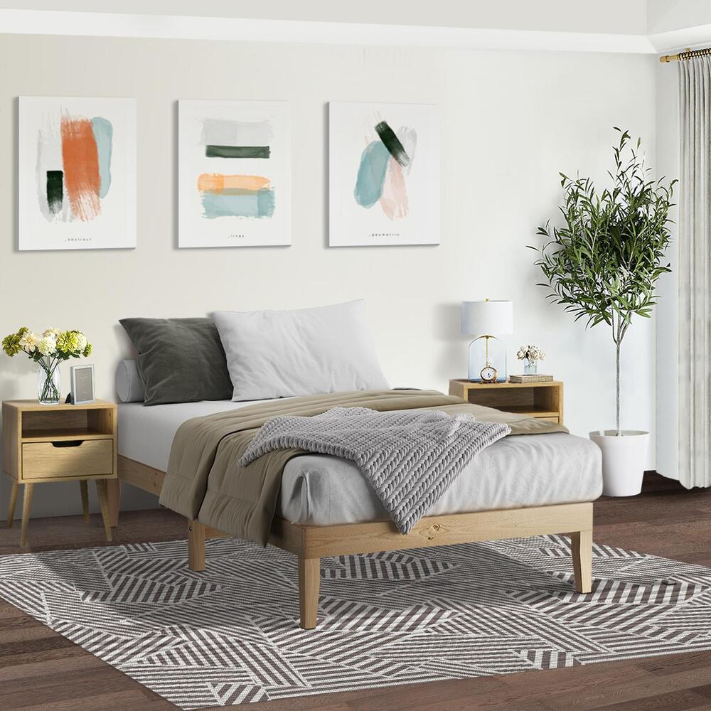Oikiture Bed Frame Single Size Pine Wood Bed Base