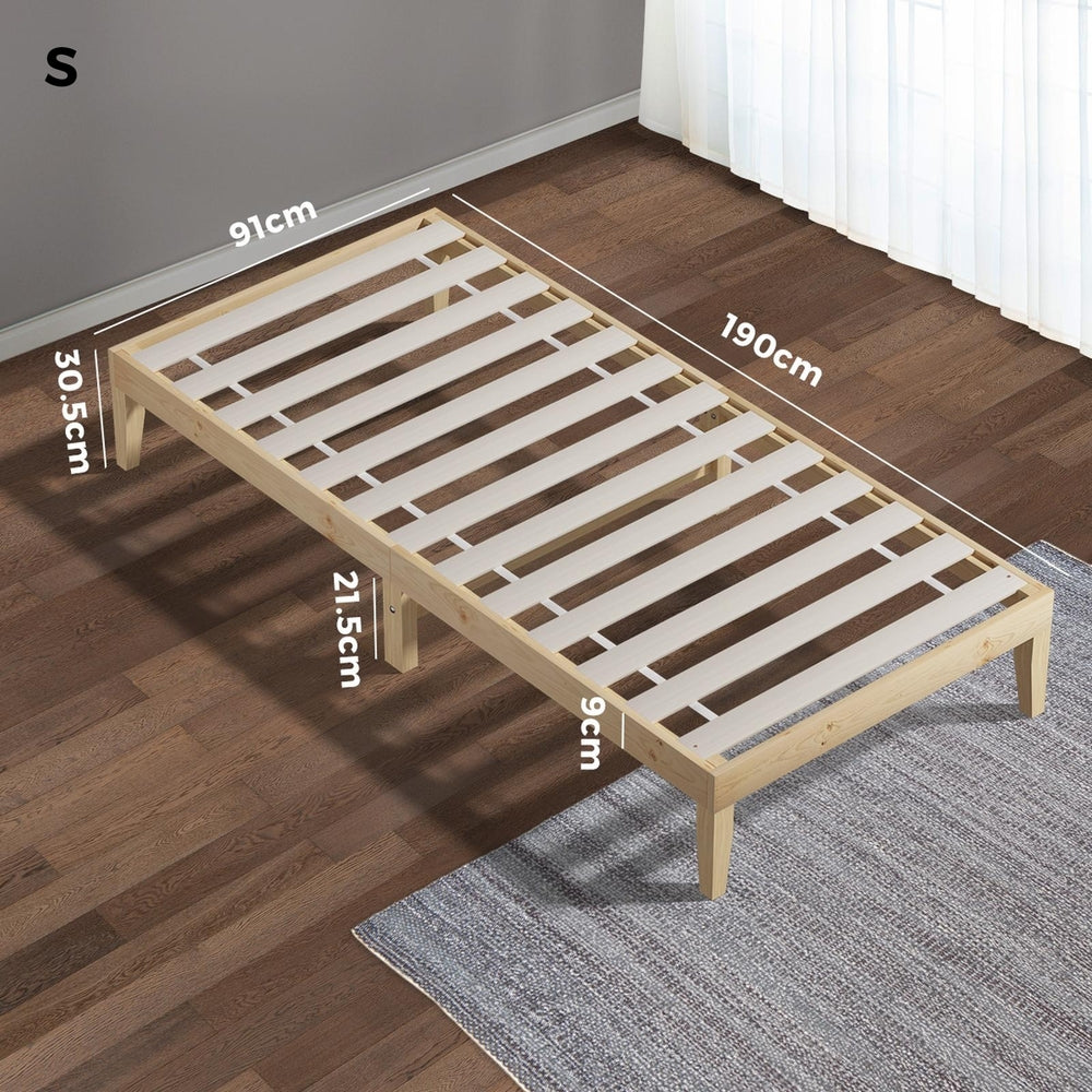 Oikiture Bed Frame Single Size Pine Wood Bed Base