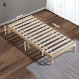 Oikiture Bed Frame Single Size Pine Wood Bed Base - Top-Down View