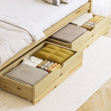 Oikiture 2x Trundle Drawers for Bed Frame with Wheels Wooden