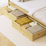 Oikiture 2x Trundle Drawers for Bed Frame with Wheels Wooden