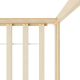 Oikiture Double Kids Wooden Bed Frame House Beds with Fence Natural
