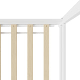 Oikiture Kids Wooden Bed Frame House Frame Timber with Fence Single White - Front View
