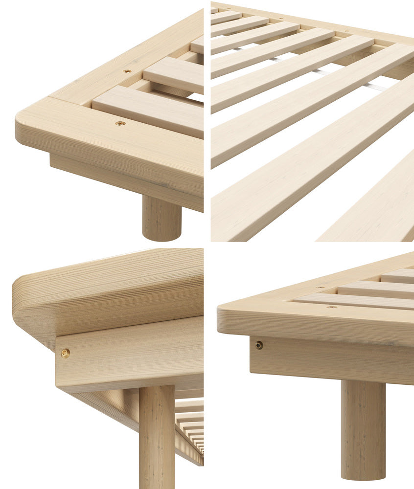 Oikiture Bed Frame Double Size Wooden Bed Base Timber Platform