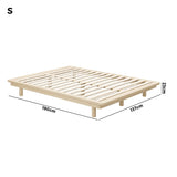 Oikiture Bed Frame Double Size Wooden Bed Base Timber Platform - Front View