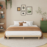 Oikiture Bed Frame King Size Wooden Bed Base Timber Platform - 45-Degree Angle