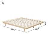 Oikiture Bed Frame King Size Wooden Bed Base Timber Platform