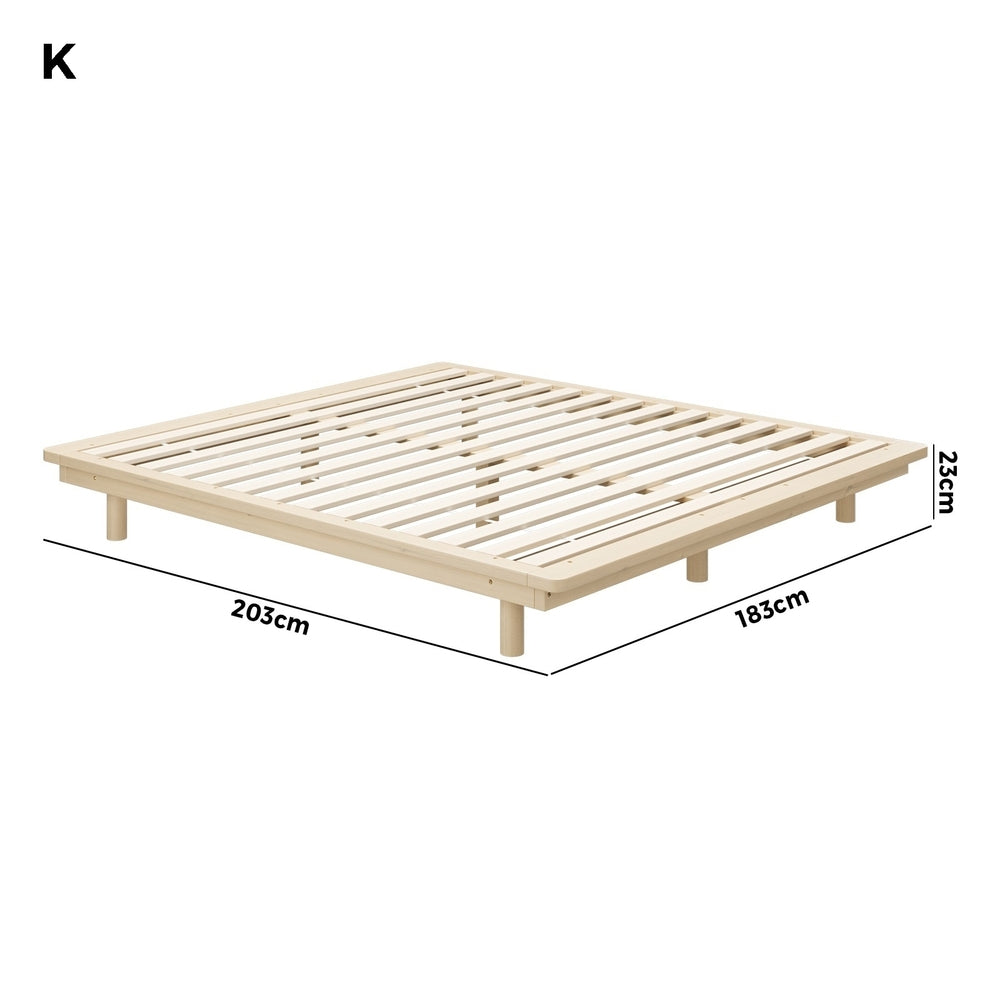 Oikiture Bed Frame King Size Wooden Bed Base Timber Platform