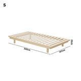 Oikiture Bed Frame King Single Wooden Bed Base Timber Platform - Rear View