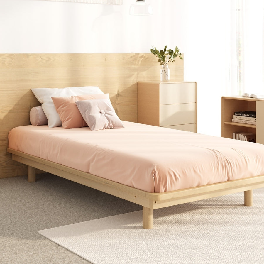Oikiture Bed Frame Single Size Wooden Bed Base Timber Platform