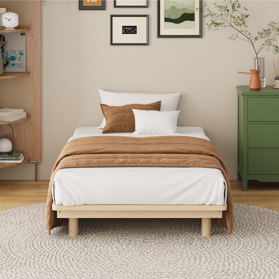 Oikiture Bed Frame Single Size Wooden Bed Base Timber Platform