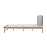 Oikiture Wooden Bed Frame with Padded Fabric Edges Headboard Double Size - Side View