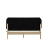 Oikiture Wooden Bed Frame with Padded Fabric Edges Headboard Double Size